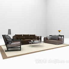 棕色沙发组合3d模型下载