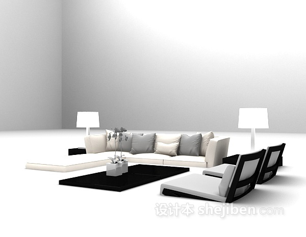 设计本现代家用沙发3d模型下载