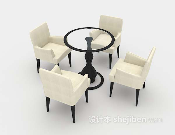 灰色布艺桌椅3d模型下载