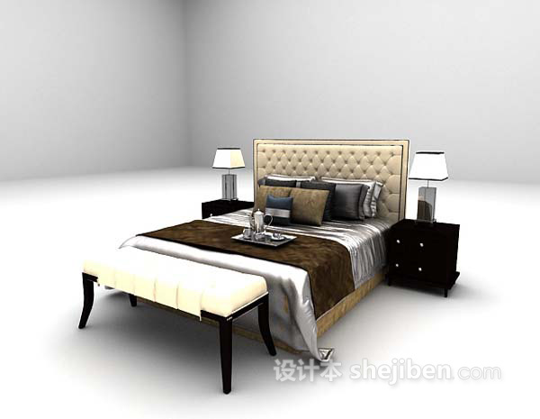 免费奢华型床3d模型下载