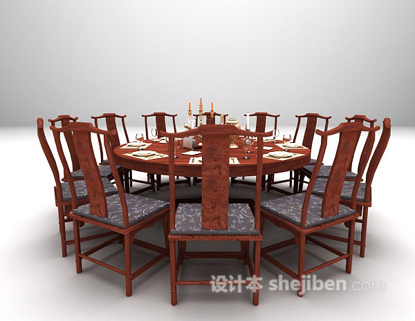 设计本大型圆桌3d模型下载