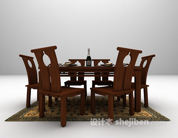 中式餐桌推荐3d模型下载
