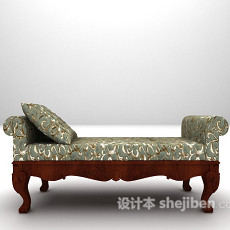 木质长形沙发3d模型下载
