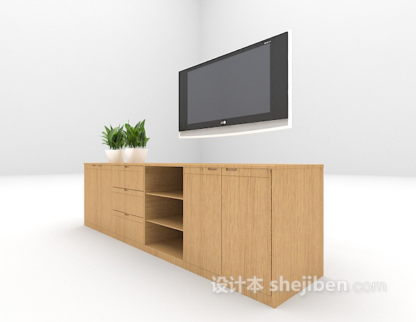 现代风格灰色电视柜欣赏3d模型下载
