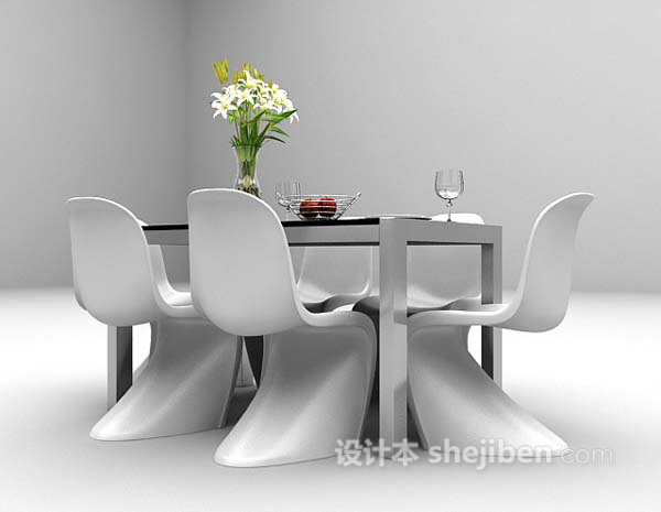 免费现代黑色餐桌推荐3d模型下载