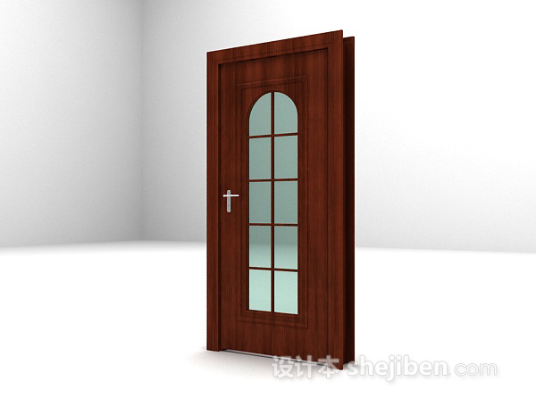 设计本棕色木质门3d模型下载