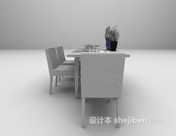 设计本现代灰色桌椅3d模型下载