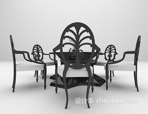 黑色桌椅组合模型下载