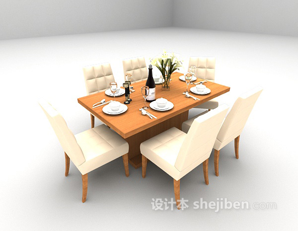 现代风格现代桌椅组合3d模型下载