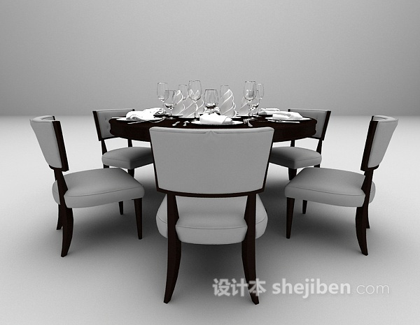 设计本欧式棕色木质餐桌欣赏3d模型下载