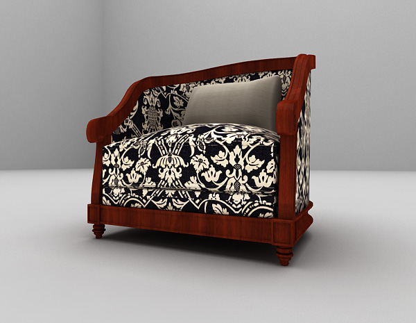 免费欧式花纹沙发椅3d模型下载