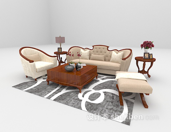 设计本沙发椅子组合3d模型下载