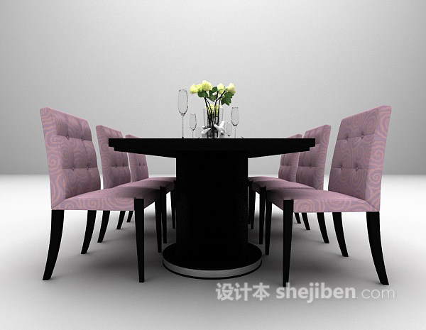 设计本紫色方桌3d模型下载