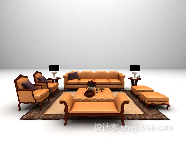 欧式皮质沙发3d模型大全
