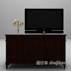 现代棕色电视柜3d模型下载
