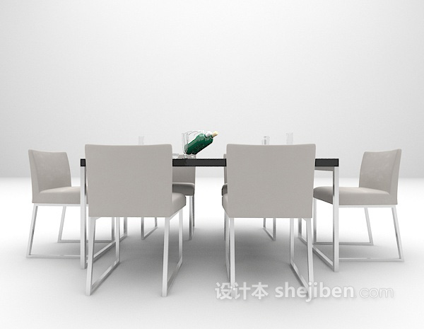 现代餐桌组合3d模型免费下载