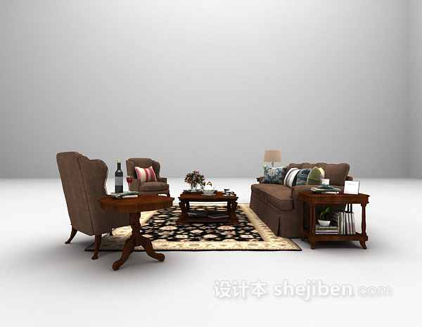 欧式风格欧式组合沙发3d模型下载