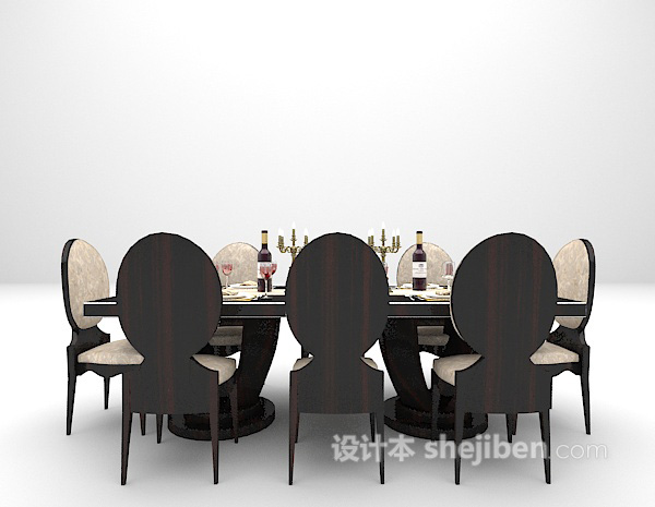 欧式高档餐桌3d模型下载