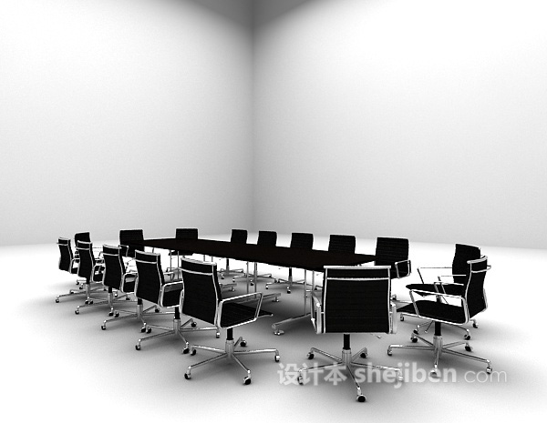 设计本现代简约会议桌3d模型下载