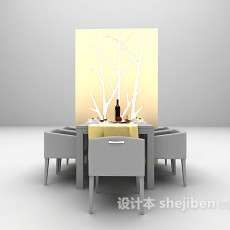 木色餐桌3d模型下载