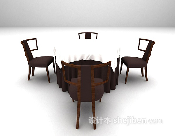 设计本欧式棕色餐桌3d模型下载