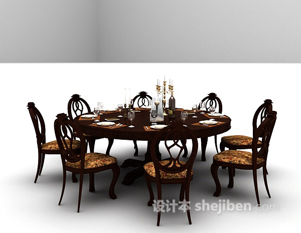 设计本木质餐桌max3d模型下载