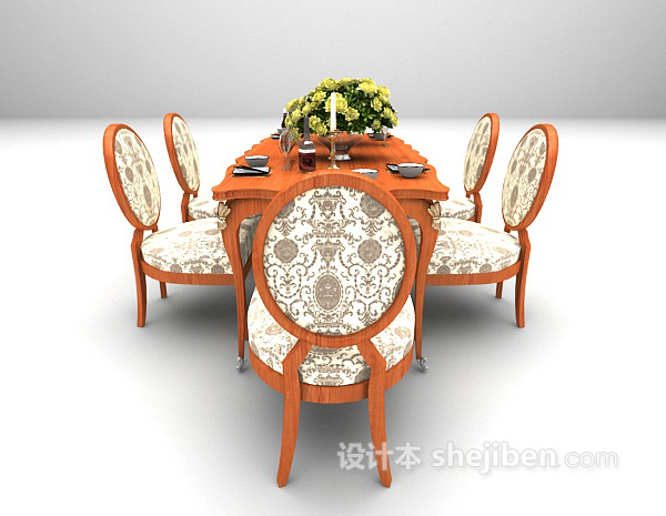 设计本欧式家庭餐桌大全3d模型下载