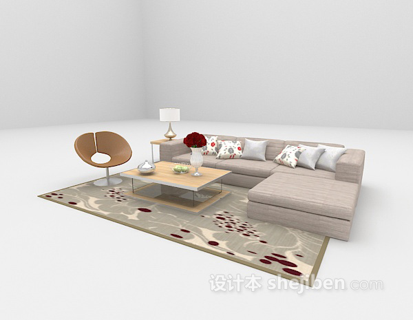 设计本现代家庭组合沙发3d模型下载