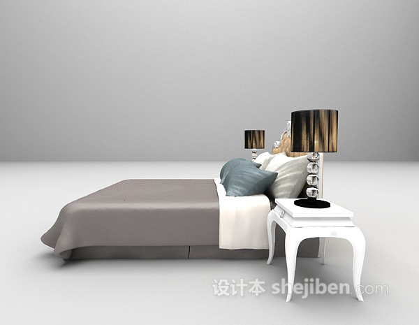 设计本白色欧式床欣赏3d模型下载