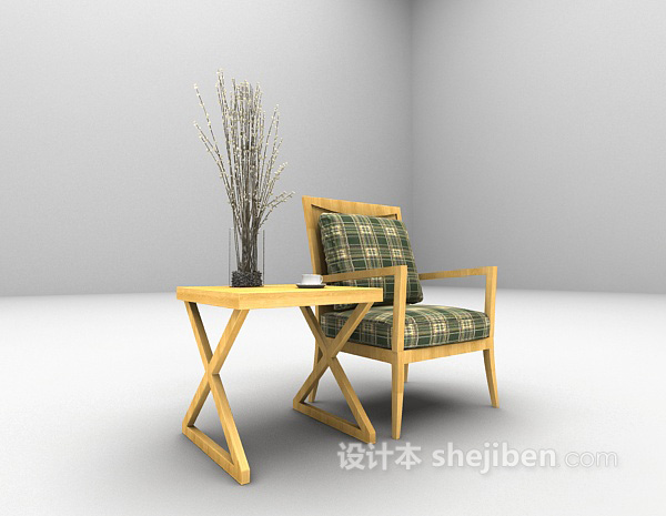 田园风格田园风格单人沙发3d模型下载