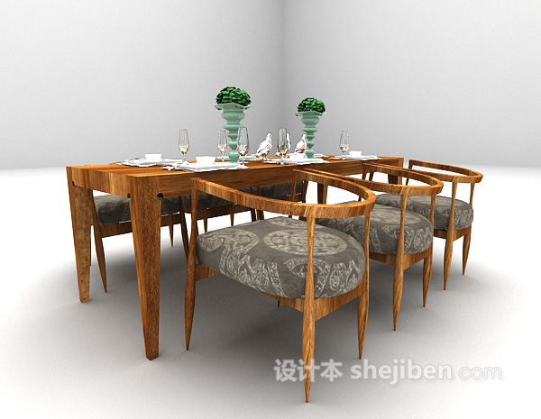 欧式风格木质桌椅大全3d模型下载
