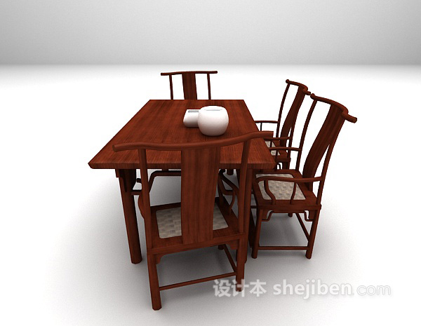 设计本中式桌椅3d模型下载