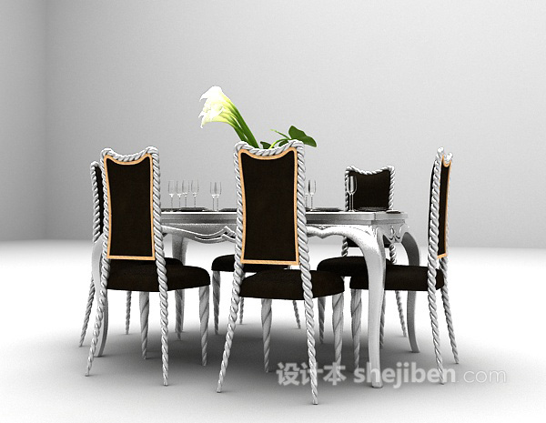 设计本欧式餐桌3d模型下载