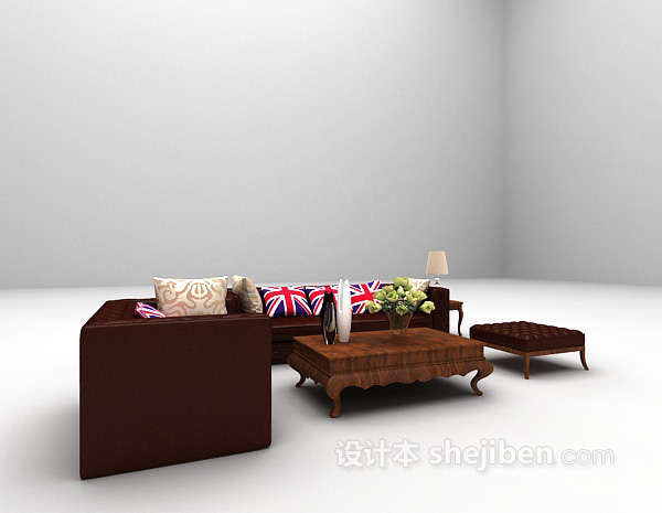 现代风格皮质沙发欣赏3d模型下载