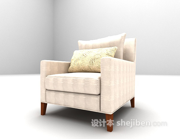 免费白色单人沙发3d模型下载