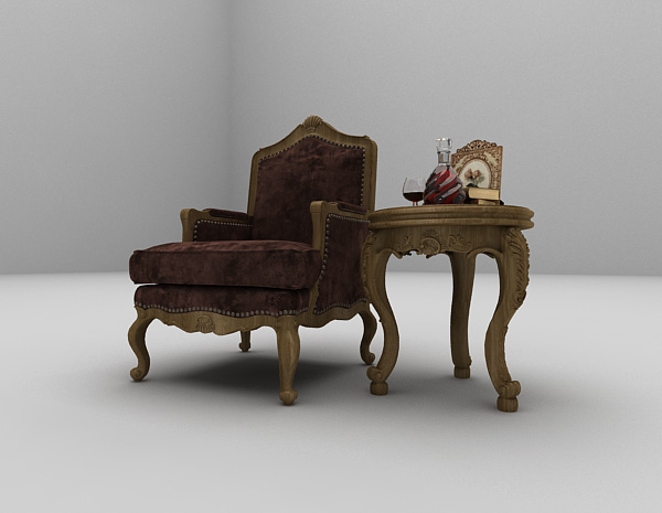免费棕色欧式沙发3d模型下载
