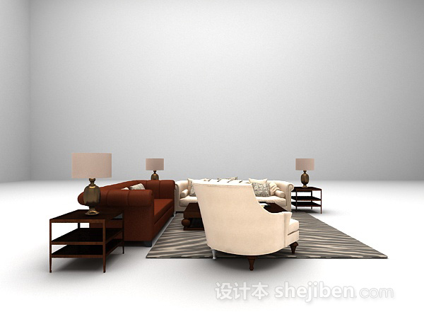 设计本欧式家用沙发3d模型下载