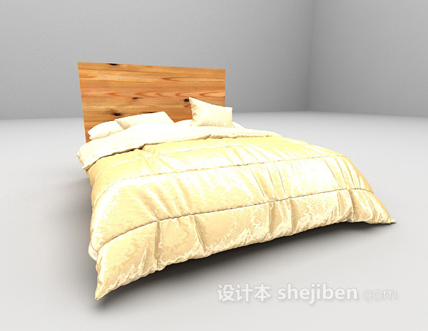 现代风格灰色木质床3d模型下载