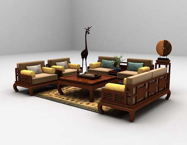 免费实木沙发3d模型下载