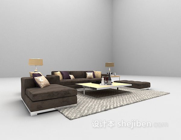 现代家庭沙发3d模型