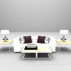 白色双人沙发3d模型下载