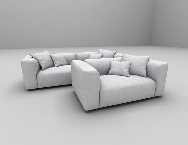 现代风格灰色扶手沙发3d模型下载