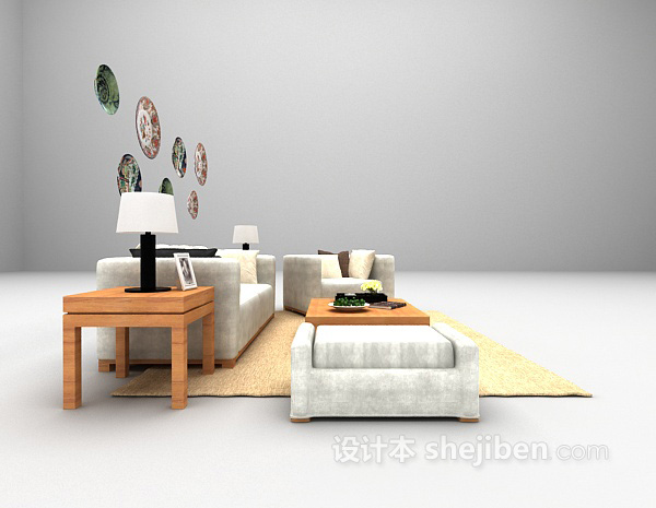 设计本现代家庭沙发3d模型下载