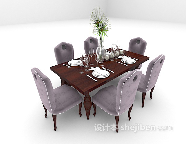 欧式风格欧式古典餐桌椅组合3d模型下载