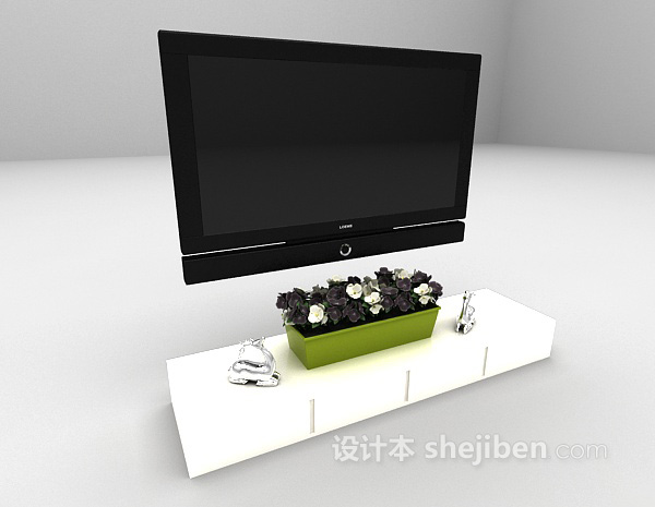 免费白色矮电视柜推荐3d模型下载
