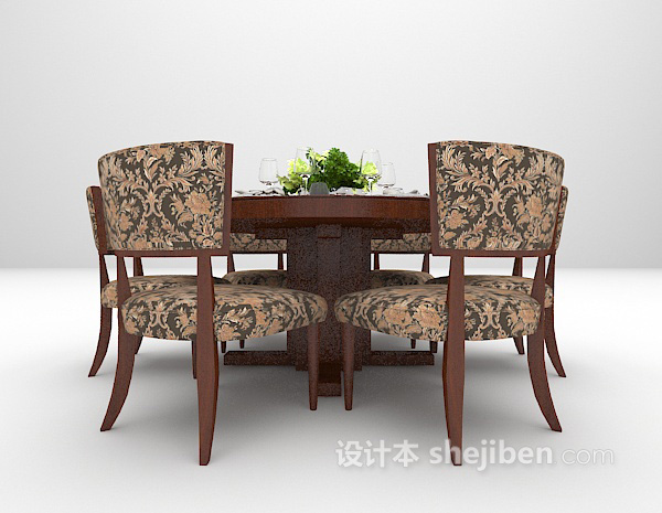 设计本欧式花纹桌椅3d模型下载