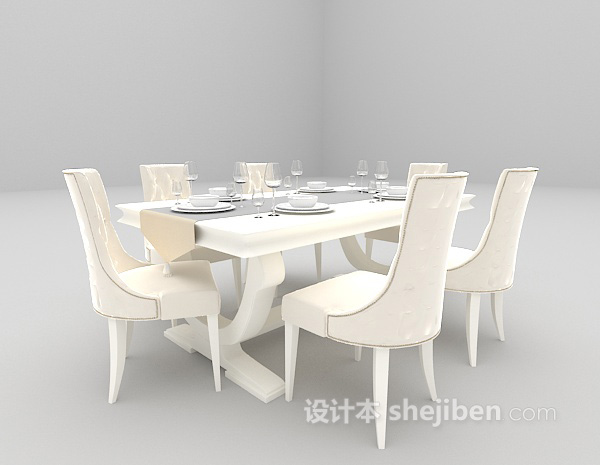 欧式风格棕色木质餐桌欣赏3d模型下载