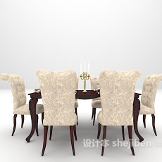 2015欧式西餐餐桌组合3d模型下载