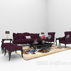 大红色欧式沙发3d模型下载