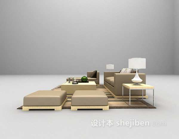 现代风格现代皮质沙发3d模型下载